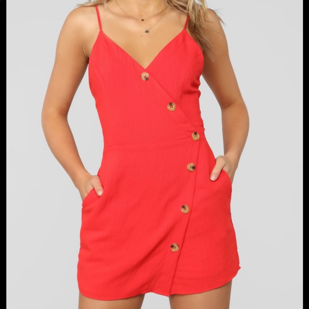 Fashion nova red romper size small